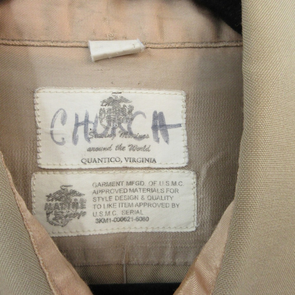 Marine USMC Uniform Shirt Khaki Tan Long Sleeve Military Mens XL - Picture 5 of 10